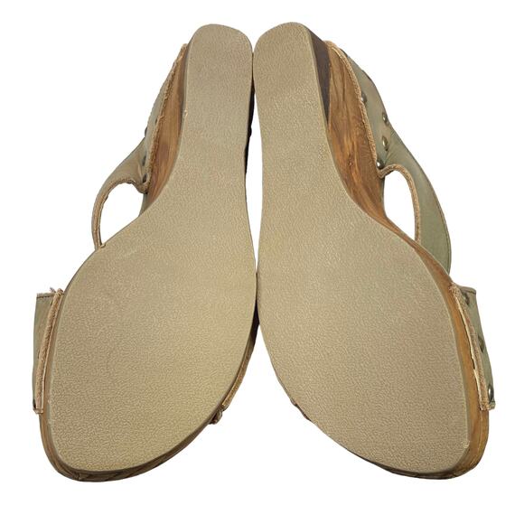 Bed Stu Women's Olea Olive Distressed Boho Wood Slip On Sandals Size US 7.5 - Picture 8 of 13